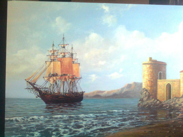 Картина под названием "морской пейзаж" - Геннадий Токарев, Подлинное произведение искусства, Масло