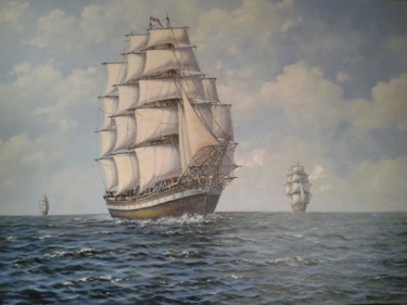 Painting titled "море" by Gennadii Tokarev, Original Artwork, Oil