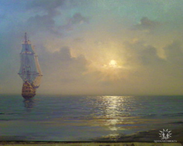 Schilderij getiteld "закат" door Gennadii Tokarev, Origineel Kunstwerk, Olie