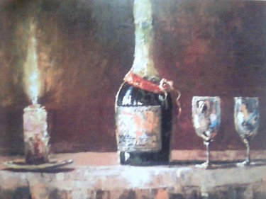 Painting titled "ужин" by Gennadii Tokarev, Original Artwork, Oil