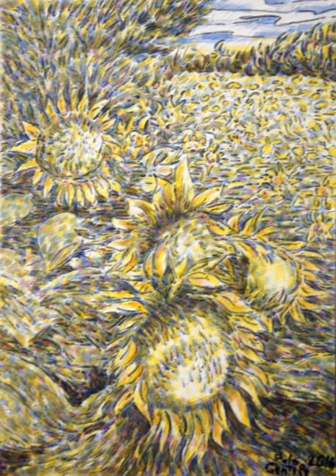 Painting titled "I Girasoli" by Gentile Polo, Original Artwork