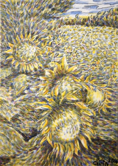 Schilderij getiteld "I Girasoli" door Gentile Polo, Origineel Kunstwerk