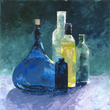 Bottles Painting titled "Bottles" by Helene Buttling, Original Art, Oil