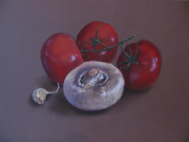 Schilderij getiteld "Tomatoes and mushro…" door Helene Buttling, Origineel Kunstwerk