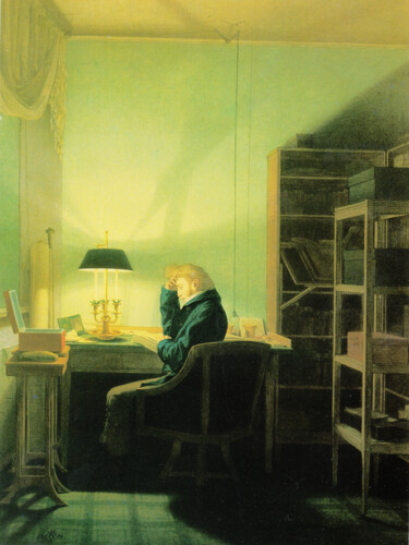 Pintura intitulada "Homme lisant à la l…" por Georg Friedrich Kersting, Obras de arte originais, Óleo