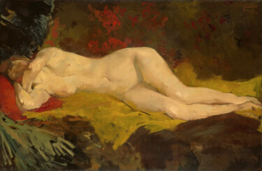 Pintura intitulada "Anne, allongée nue…" por Georg Hendrik Breitner, Obras de arte originais, Óleo