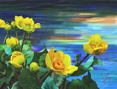 Digital Arts titled "yellow marsch marig…" by Georg Ireland, Original Artwork, Digital Painting