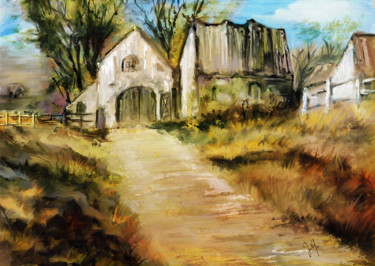 Digital Arts titled "abandoned farm" by Georg Ireland, Original Artwork, Digital Painting