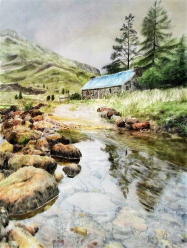 Digital Arts titled "scottish farmhouse" by Georg Ireland, Original Artwork, Digital Painting