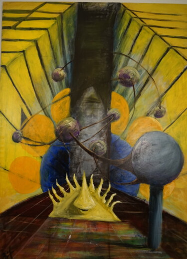 Картина под названием "Aton" - Georg Bischof, Подлинное произведение искусства, Акрил Установлен на Деревянная рама для носи…