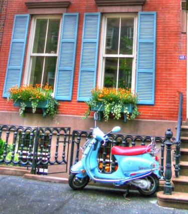 Photography titled "blue-vespa.jpg" by George Grund, Original Artwork