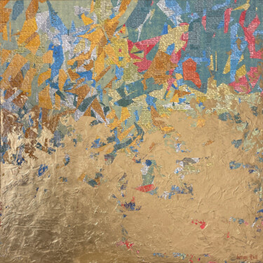 Ζωγραφική με τίτλο "Positive News B - 7…" από George Hall, Αυθεντικά έργα τέχνης, Μελάνι Τοποθετήθηκε στο Ξύλινο φορείο σκελ…