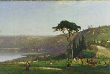 Pittura intitolato "Lac Albano" da George Inness, Opera d'arte originale, Olio