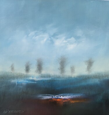 Painting titled "Misty Morning" by George Peebles, Original Artwork, Oil Mounted on Wood Stretcher frame