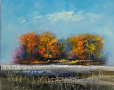 Картина под названием "Woodland" - George Peebles, Подлинное произведение искусства, Масло Установлен на Деревянная рама для…