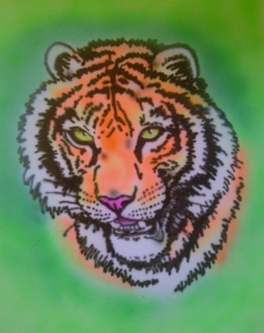 Painting titled "eye-of-the-tiger" by George Wallis, Original Artwork, Airbrush
