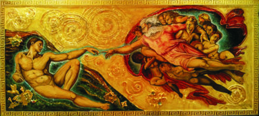 Schilderij getiteld "THE CREATION OF ADAM" door George Balmus, Origineel Kunstwerk, Acryl