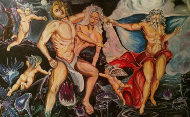 Painting titled "CREATION OF EVA" by George Balmus, Original Artwork, Acrylic