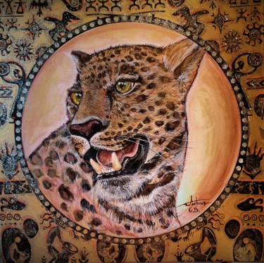 Peinture intitulée "The Leopard" par George Balmus, Œuvre d'art originale, Acrylique