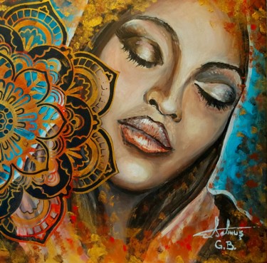 Painting titled "Nubian Chic" by George Balmus, Original Artwork, Acrylic Mounted on Wood Panel