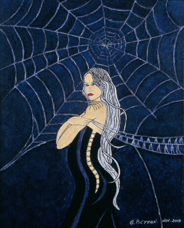 Картина под названием "SPIDER QUEEN" - Georges Bettan, Подлинное произведение искусства, Акрил Установлен на Деревянная рама…