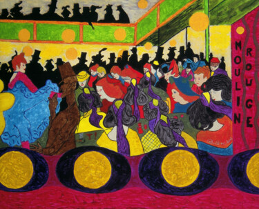 Peinture intitulée "DANCE HALL IN ARLES…" par Georges Bettan, Œuvre d'art originale, Acrylique Monté sur Châssis en bois