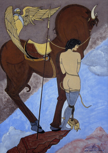 Malerei mit dem Titel "GREEK MYTHOLOGY" von Georges Bettan, Original-Kunstwerk, Acryl Auf Keilrahmen aus Holz montiert