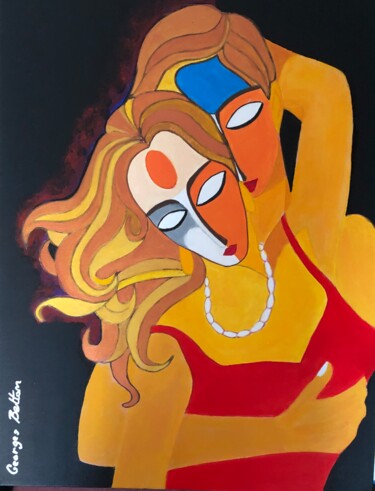 Painting titled "PASSION" by Georges Bettan, Original Artwork, Acrylic Mounted on Wood Stretcher frame