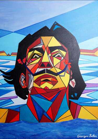 Painting titled "S. DALI" by Georges Bettan, Original Artwork, Acrylic Mounted on Wood Stretcher frame