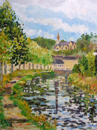 Painting titled "Chateaulin 1998" by Georges Briot, Original Artwork, Oil