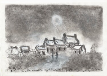 Painting titled "Lampaul 2008" by Georges Briot, Original Artwork, Charcoal