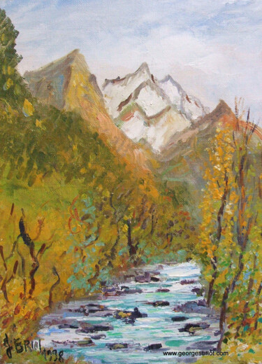 Painting titled "Pyrénées 1998" by Georges Briot, Original Artwork, Oil