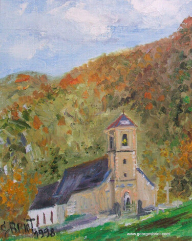 Peinture intitulée "Pyrénées une chapel…" par Georges Briot, Œuvre d'art originale, Huile