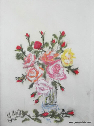 Painting titled "Nature morte Pastel…" by Georges Briot, Original Artwork, Pastel