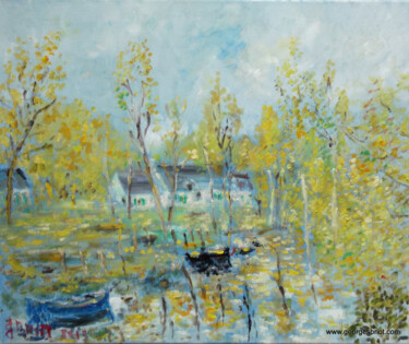 Malerei mit dem Titel "Canal de Nantes à B…" von Georges Briot, Original-Kunstwerk, Öl