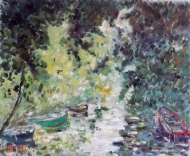 Painting titled "Canal de Nantes à B…" by Georges Briot, Original Artwork, Oil