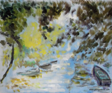 Peinture intitulée "Canal de Nantes à B…" par Georges Briot, Œuvre d'art originale, Huile