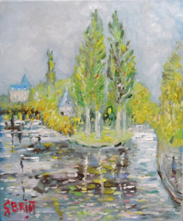 Peinture intitulée "Moret sur Loing" par Georges Briot, Œuvre d'art originale, Huile