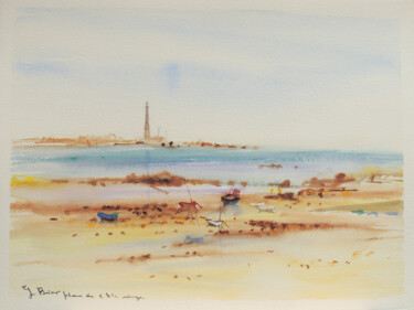 Peinture intitulée "Phare de l'île vier…" par Georges Briot, Œuvre d'art originale, Huile