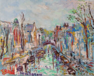Pittura intitolato "Amsterdam" da Georges Briot, Opera d'arte originale, Olio