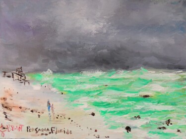 Pintura titulada "Floride Plage de Pe…" por Georges Briot, Obra de arte original, Oleo