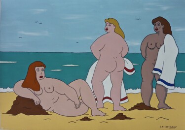 Femmes au bord de mer Pintura titulada "Femmes au bord de m…" por Georges Castelbon, Obra de arte original, Acrílico