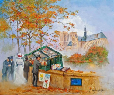 Painting titled "Quai de la Tournelle" by Georges Corominas, Original Artwork, Oil