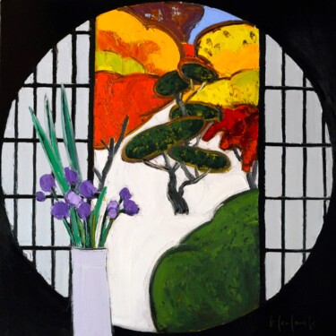 Pintura titulada "Vue sur Jardin Japo…" por Georges Coulomb, Obra de arte original, Oleo Montado en Bastidor de camilla de m…