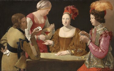 Pittura intitolato "Le tricheur à l'as…" da Georges De La Tour, Opera d'arte originale, Olio