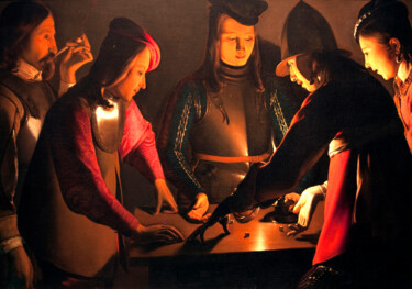 Malarstwo zatytułowany „Les joueurs de dés” autorstwa Georges De La Tour, Oryginalna praca, Olej