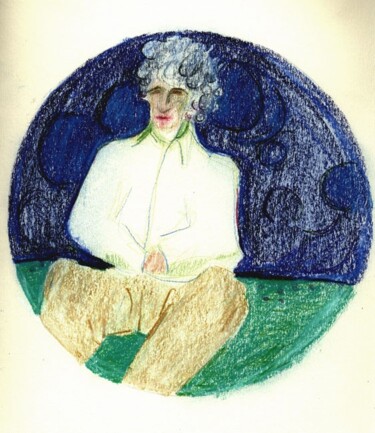 Drawing titled "Bleus" by Georges Duhamel, Original Artwork