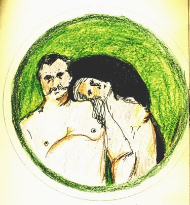 Drawing titled "L'appui" by Georges Duhamel, Original Artwork