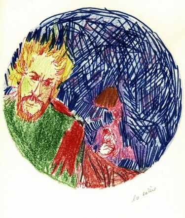 Drawing titled "La Colère" by Georges Duhamel, Original Artwork