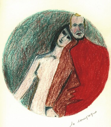 Drawing titled "La Compagne" by Georges Duhamel, Original Artwork